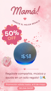 Parlante Inteligente con App Alexa:  Asistente de voz + Reloj