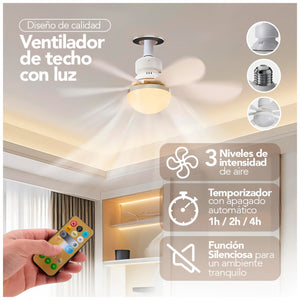 Ventilador futurista con Luz LED + Control Inteligente y apagado automático