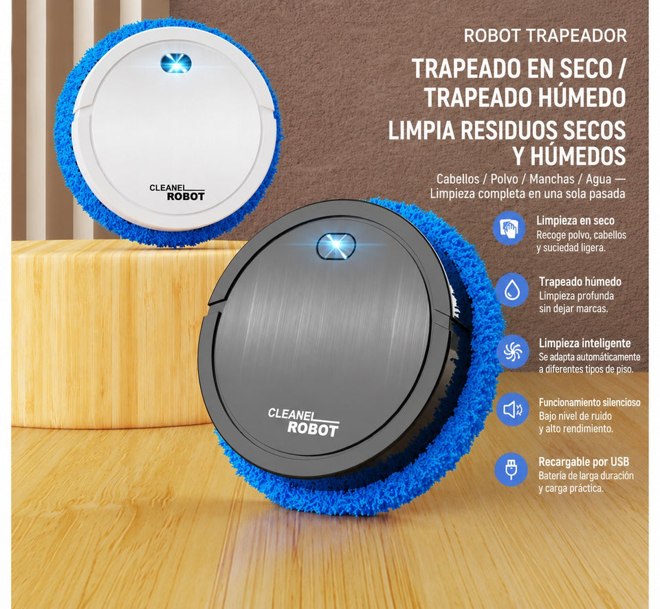 Robot Inteligente 3 en 1 (Barre • Aspira • Trapea)
